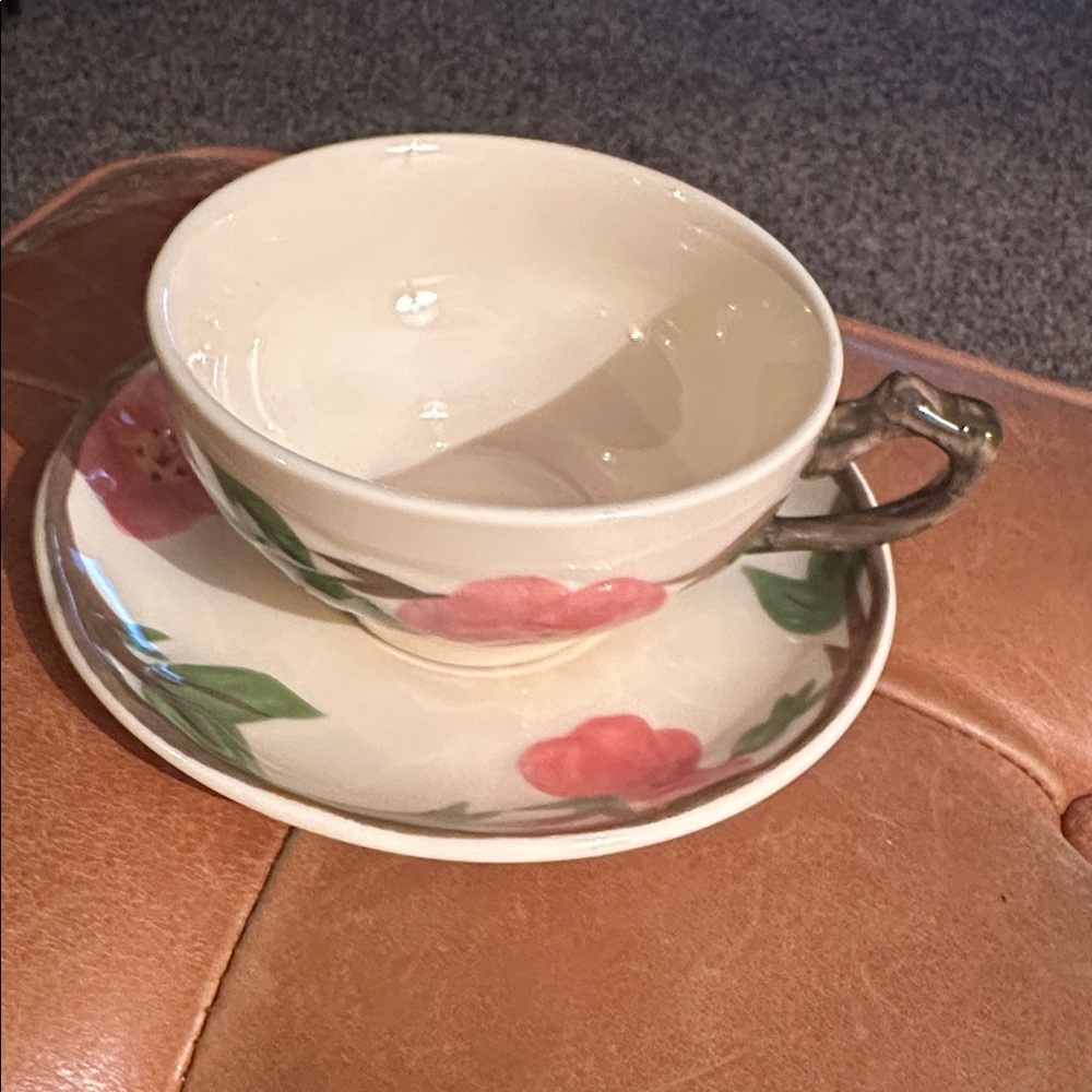 Franciscan Desert Rose Teacup & Saucer Set Pink & Green Cottage Core set6